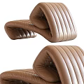 Modern Brown Leather Chaise Lounge With Pleated Design And Comfortable Structure 3d model