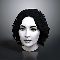 Realistic 3D Female Character Head With Black Curly Hair And Green Eyes