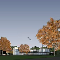 Modern Architectural Complex With Green Landscape Trees Curved Roads And Open Spaces