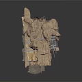 Damaged Rock Scene Component With Metal Frames And Debris Interior Details