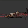 Futuristic Sci Fi Spaceship With Intricate Mechanical Design And Vibrant Red Pink Colors