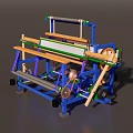 Industrial Equipment With Blue Frame Orange Wheel Green Parts And Mechanical Components
