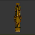 Golden Mechanical Device With Pressure Gauge Pipes And Metal Handle Detailed Design