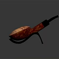 Elegant Decorative Ornament Set With Red Orange Marbled Pipe Black Mouthpiece On Metal Stand