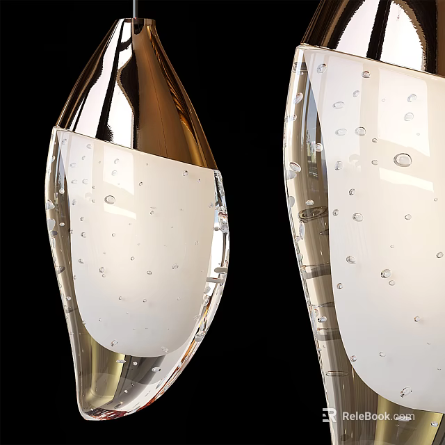 Elegant Modern Transparent Glass Pendant Lights With Delicate Water Droplet Design 3d model 