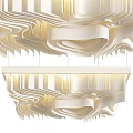Artistic Modern Ceiling Design With Fabric Wave Patterns And Warm Lighting