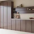Modern Wooden Kitchen Cabinets With Open Shelves And Decorative Vases Bowls