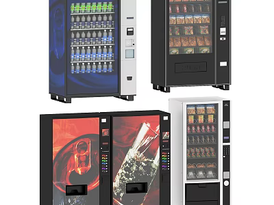 Modern Commercial Vending Machines For Snack And Beverage With Glass Front And Multiple Selections 3d model