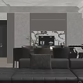 Modern Living Dining Room Interior With Large Sofa Dining Table And Natural Light