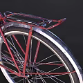 Red Classic Bicycle With Brown Leather Seat Vintage Handlebars And Urban Design
