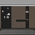 Modern Interior Design With Wooden Cabinetry And Display Shelves Featuring LED Lighting