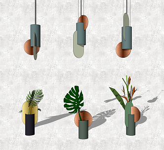 Modern lamp combination chandelier plant ornaments combination 3d model