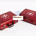 Red Medical First Aid Kits With White Cross Symbols And Carry Handles