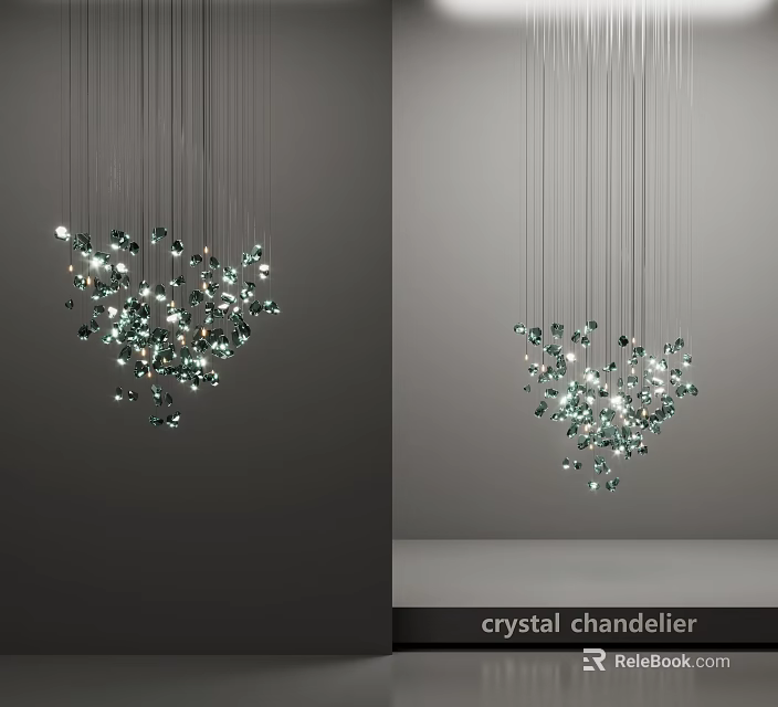 Modern Crystal Chandelier With Hanging Crystal Decorations And Elegant Lighting Design 3d model 