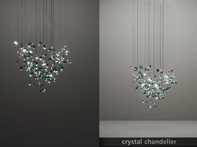 Modern Crystal Chandelier With Hanging Crystal Decorations And Elegant Lighting Design 3d model