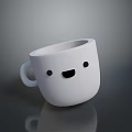 Cute White Mug With Funny Smiley Face Design For Daily Use 3d model