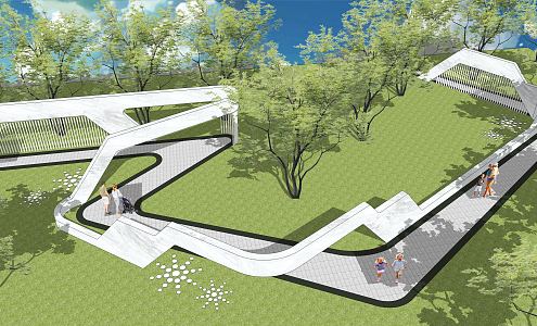 Modern landscape wall, broken line, special-shaped landscape wall, demonstration area, landscape corridor 3d model