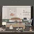 Cozy Kids Room Interior With Moon Cloud Wall Decor Bed Toy Shelves And Soft Rug