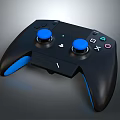Black Gaming Controller With Blue Accent Buttons And Ergonomic Grips Modern Design 3d model
