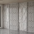 Modern Interior Background Wall With Stone Texture And Vertical Lattice Design 3d model