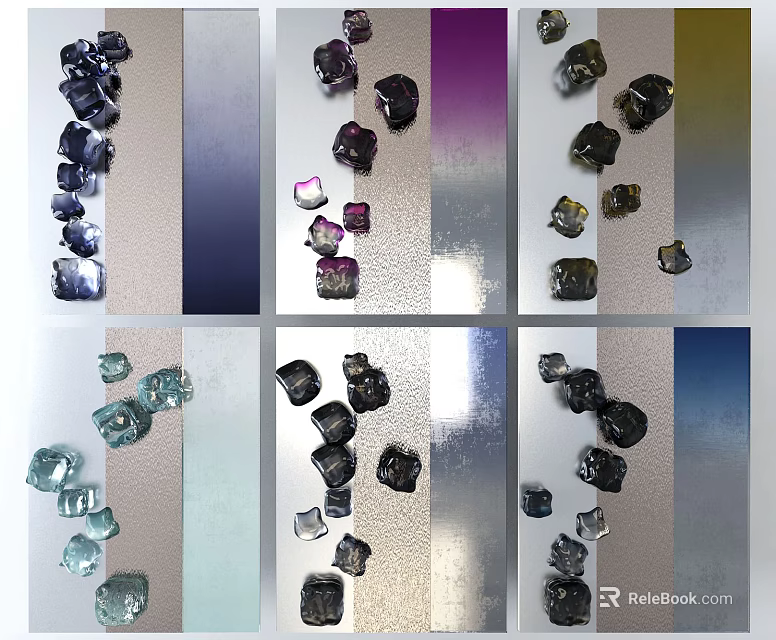 Modern Geometric Wall Decor With Colorful Backdrops And Shiny Faceted Elements 3d model