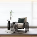 Modern Leisure Chair With Green Cushion Throw Blanket Side Table And Window Blinds Setting