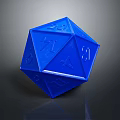 Detailed Blue Polyhedral Die Sculpture with Intricate Number Carvings for Tabletop Gaming