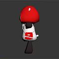Adorable Cartoon Character In Red Mushroom Hat With White Body And Brown Arms Legs