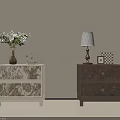 Chic Vintage Printed Double Drawer Nightstands With Delicate Metal Handles For Modern Bedroom Decor