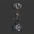 Futuristic 3D Humanoid Figure Inside Metallic Mechanical Structure Design 3d model