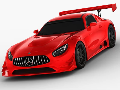 Red Mercedes Sports Car With Sleek Design And Rear Spoiler For High Performance 3d model