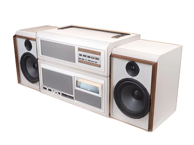 Vintage Stereo Audio System With Twin Large Speakers Control Panel And Digital 3d model