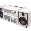 Vintage Stereo Audio System With Twin Large Speakers Control Panel And Digital 3d model