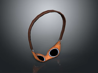 Leather Protective Goggles With Brown Frame Black Lenses And Adjustable Strap 3d model