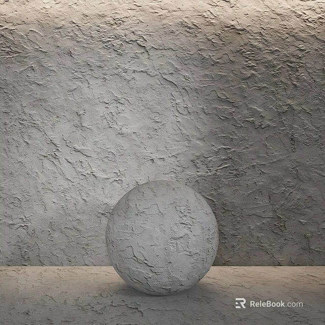 Gray Spherical Sculpture With Carved Texture Against Textured Gray Wall On Light Surface 3d model 