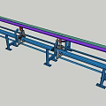 Mechanical Conveyor System With Blue Frame Pink Green Strips And Rollers 3d model