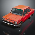 Vintage Red Classic Car With Old Style Headlights And Smooth Retro Body