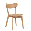 Modern Simple Wooden Dining Chair with Light Wood Finish and Curved Backrest