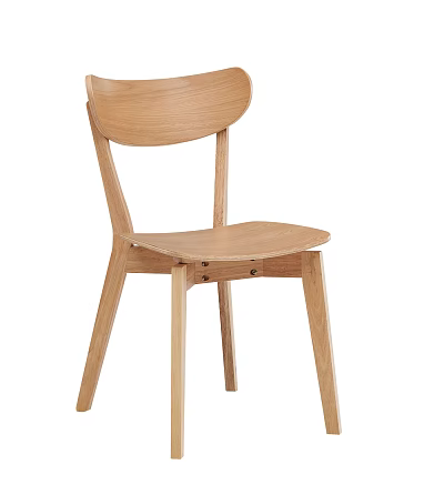 Modern Simple Wooden Dining Chair with Light Wood Finish and Curved Backrest 3d model