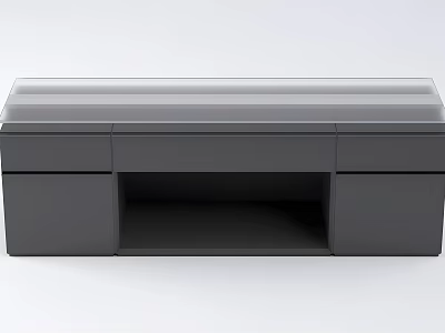 Modern Black Office Desk With Sleek Surface And Drawer Storage Design 3d model