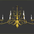 Ornate Golden Candelabra Chandelier Lighting Combination With Decorative Curved Arms And Metal Frame