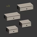 Set Of Beige Drawer Storage Boxes With Lid And Handle For Home Organization