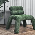 Green Velvet Accent Chair with Round Backrest and Armrest Design Indoor Plant Wooden Floor