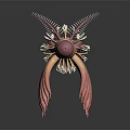 Detailed 3D Render Of Exotic Reptile With Pink Head And Orange Spiky Segmented Body