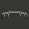 Classical Arched Bridge Model With Decorative Columns Green Red Supports