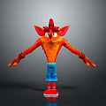 Cartoon Character With Orange Fur Red Hair Blue Pants Red Shoes Brown Gloves And Outstretched Arms