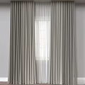 Gray Curtains And White Sheer Curtain In Modern Minimalist Window Interior