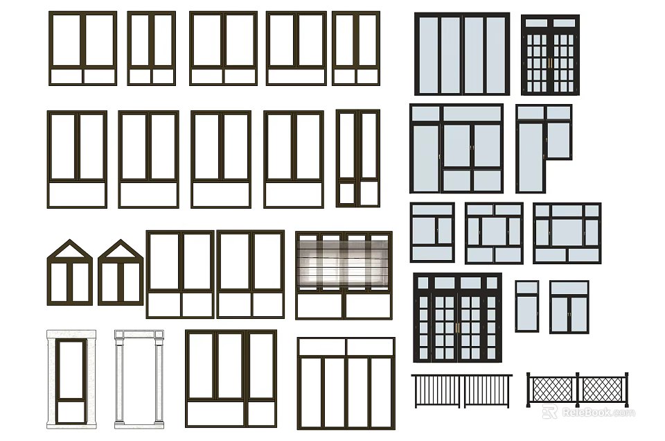 Various Window And Door Design Patterns For Home Renovation Projects 3d model