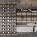 Modern Wine Rack With Organized Bottles And Bar Counter Lighting Interior 3d model