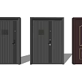 Modern Security Doors In Black And Brown With Decorative Panel Patterns For Home Protection 3d model